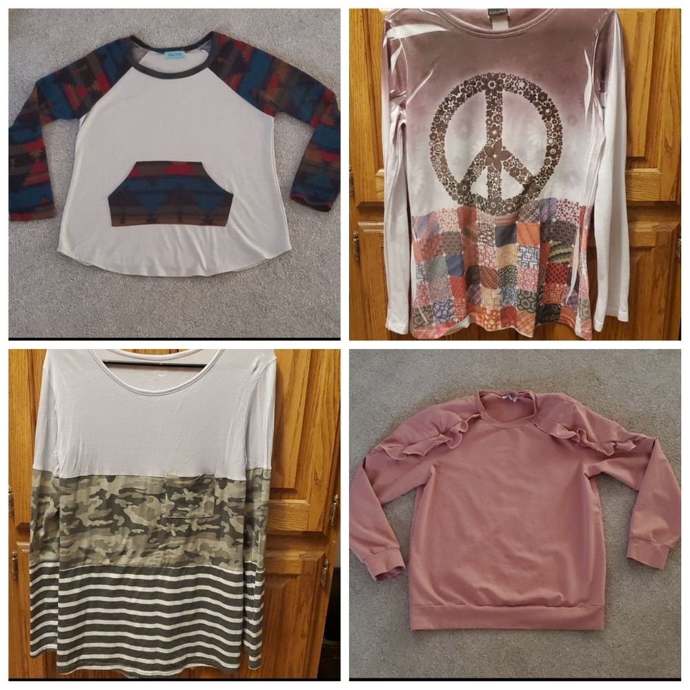 2 for $20 Set of 4 Long Sleeve Blouses.  Boutique Brands.  Worn maybe once.
